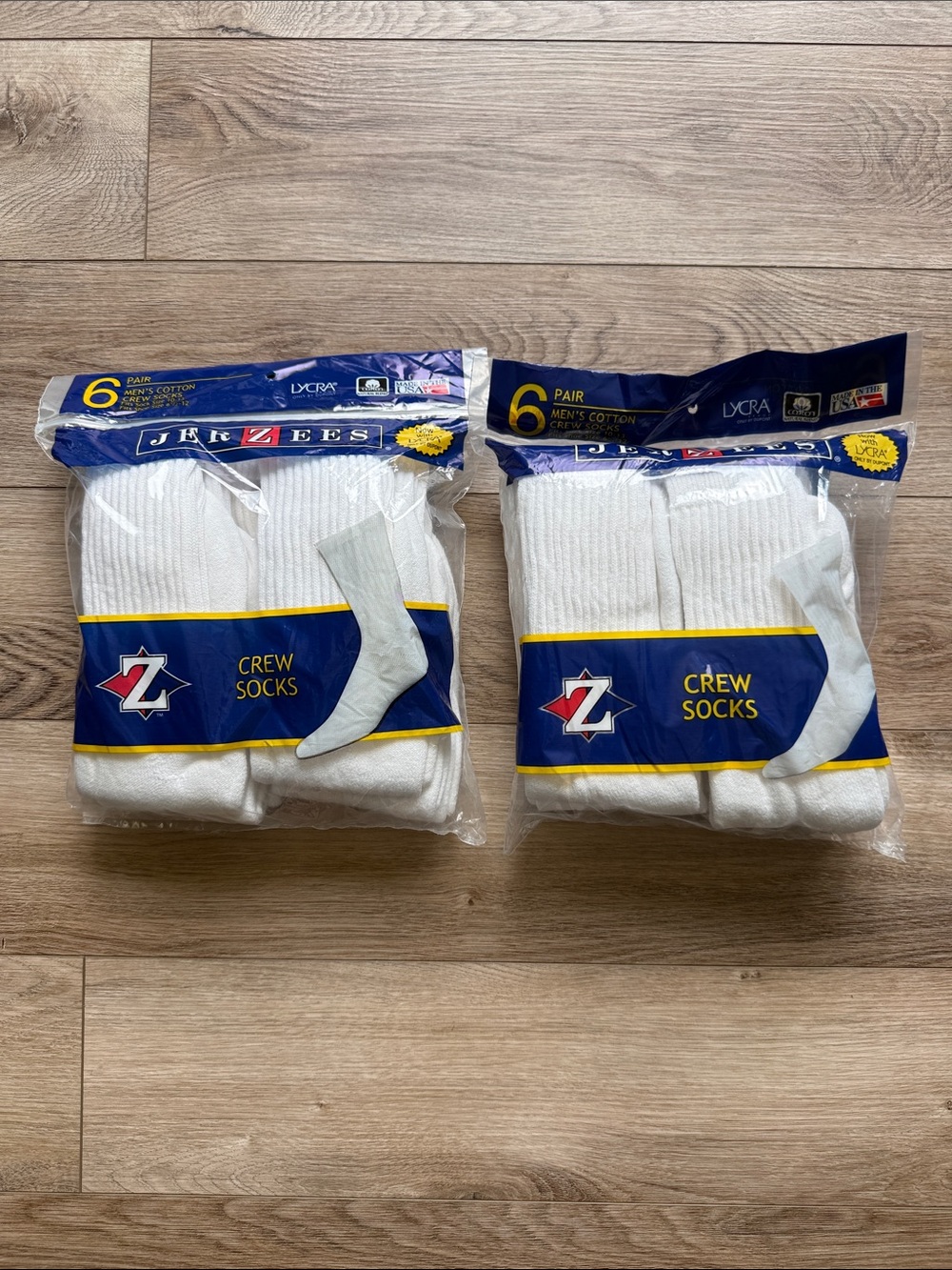Jerzees Men’s White Crew Athletic Socks (2 x 6 Pair Packs)